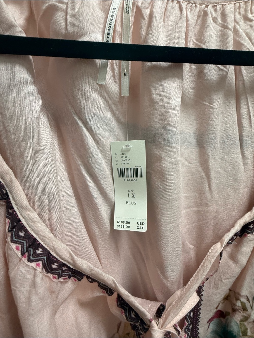 Anthropologie Light Blush Embroidered Peasant Maxi Dress - Picture 3 of 3